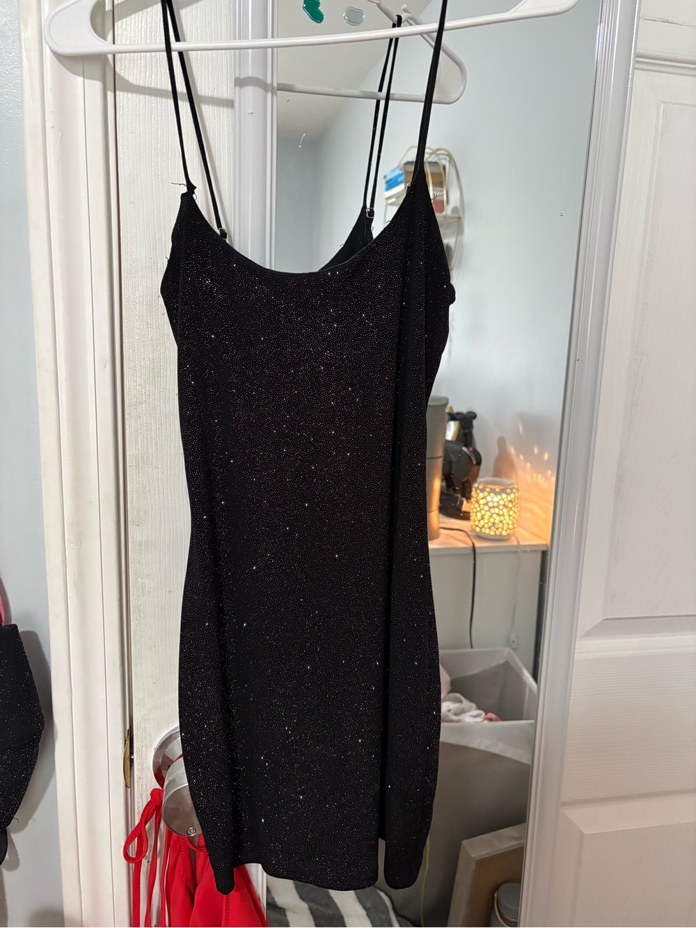 Lucy in the Sky Black Sparkle Mini Slip Dress